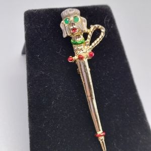 Vintage Enamel &Rhinestone Eyes Poodle Brooch.